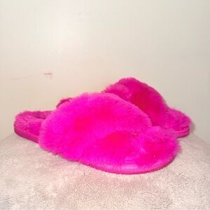 Nine West | Hot Pink Fuzzy Slippers